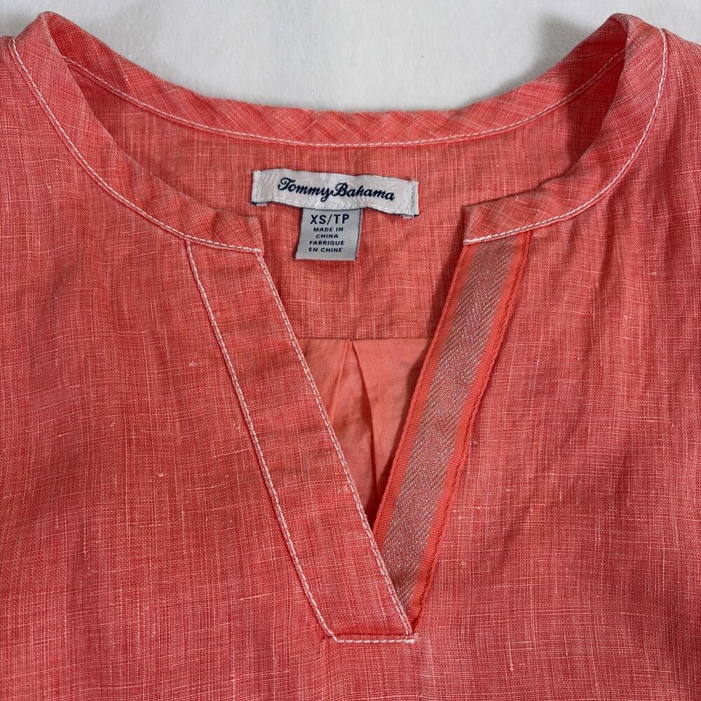 Tommy Bahama 100% Linen Shift Dress Sleeveless Peachy Orange Women’s XS Coastal - Picture 3 of 10